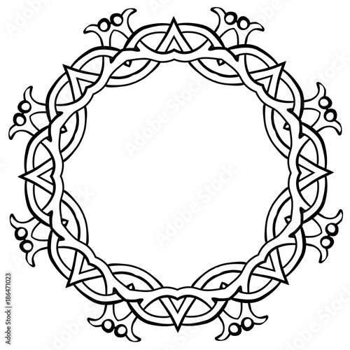 Vector illustration of Celtic knot circle viking frame black and white 