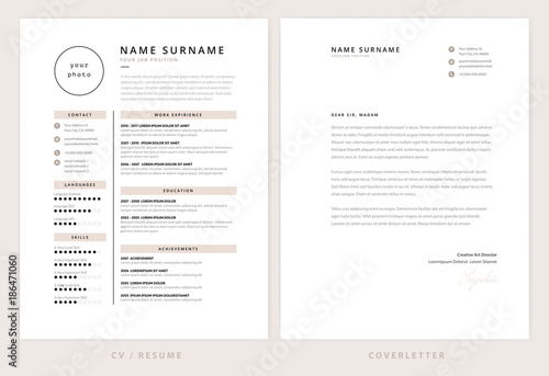 CV / resume and cover letter template - elegant stylish design vector