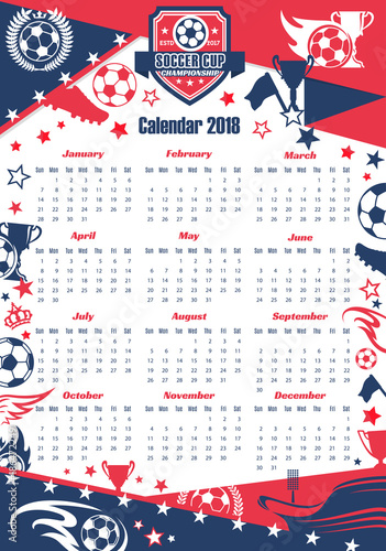 Football sport calendar of soccer cup