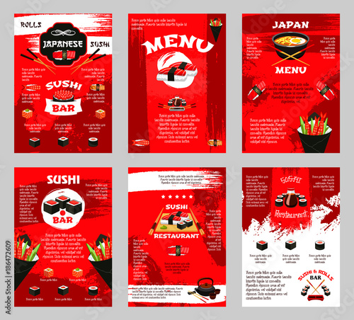 Japanese restaurant and sushi bar menu poster