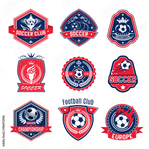 Soccer ball shield badge of football sport club