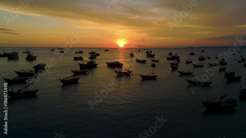 Mui Ne Vietnam Fisshing village boat sunset coast waterfront ship photo