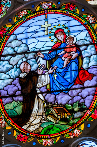 Mary and Jesus in Stained Glass