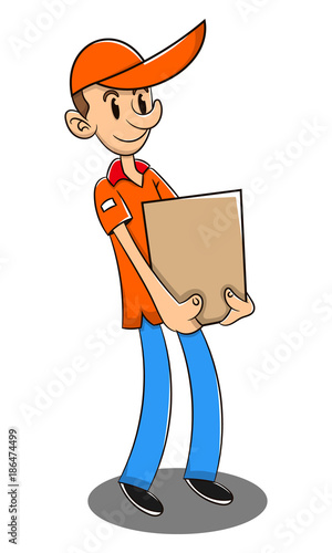 Courier dropped packets business delivery service cartoon vector