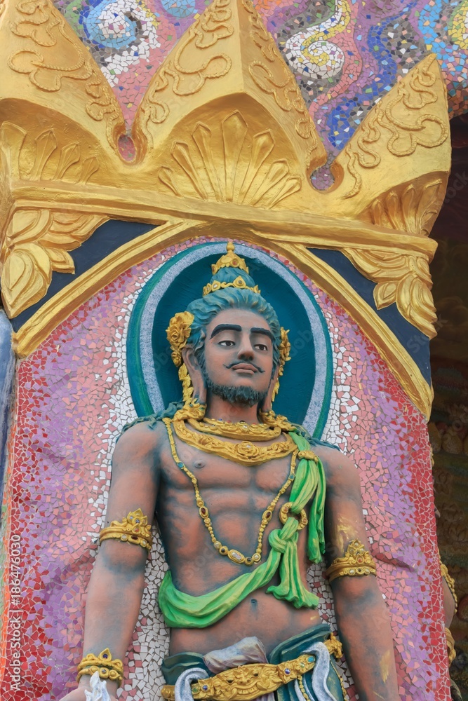Hindu god statue in Thai temple.