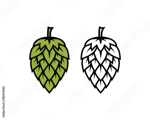 Line Art Hop Fruits for Make a Wine or Beer Symbol Logo Vector