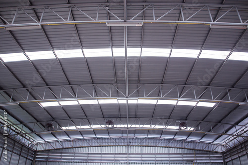 Photograph of the modern eco roof structure of warehouse.