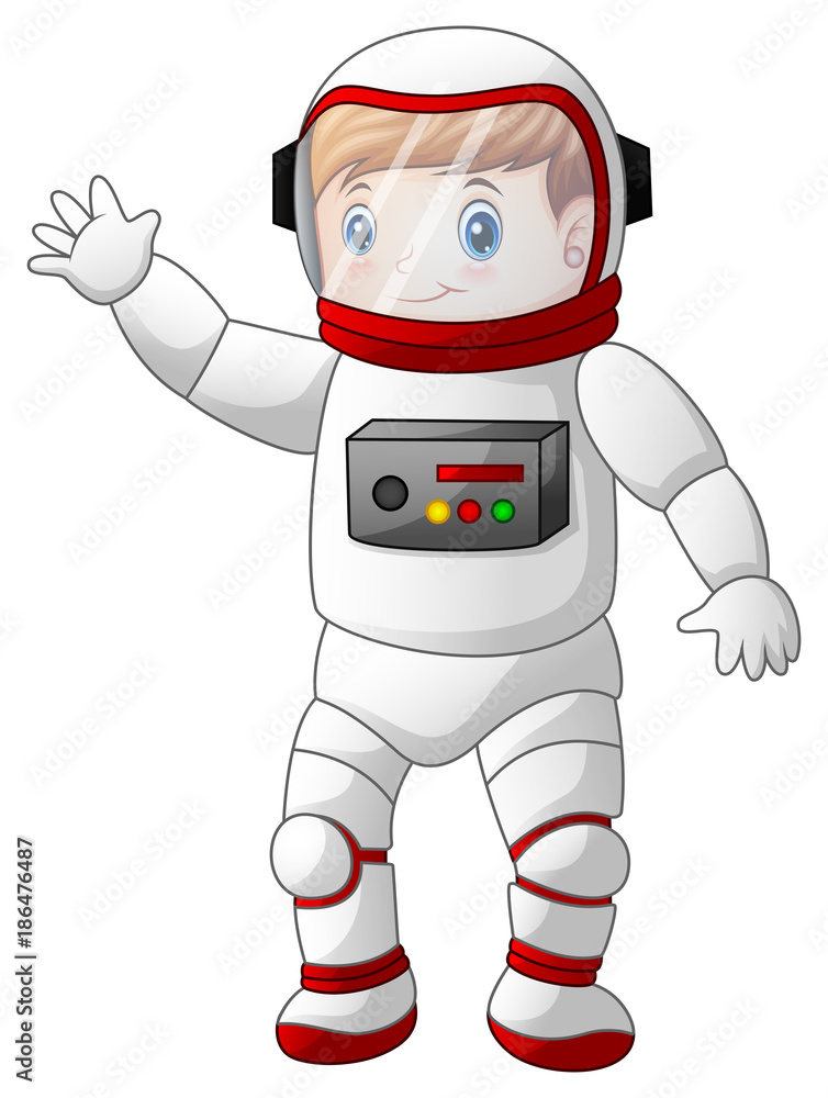 Cartoon boy wearing astronaut costume