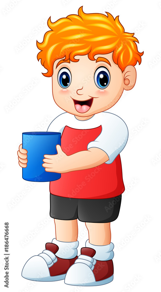 Little blonde haired boy standing and playing with toy cube Little blonde haired boy standing and playing with toy cube