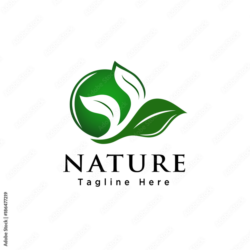 Obraz premium world green with negative leaf logo