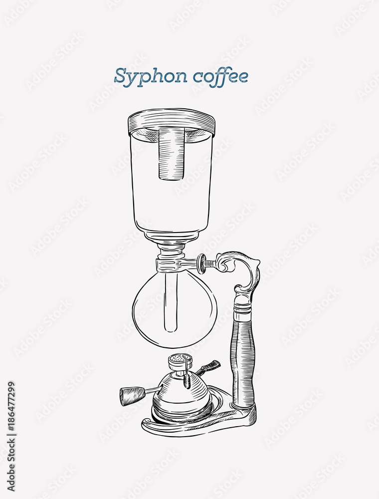 Vector Syphon illustration. Hand sketch for alternative coffee brewing. Vector Syphon illustration. Hand sketch for alternative coffee brewing.
