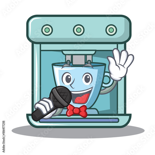 Singing coffee maker character cartoon