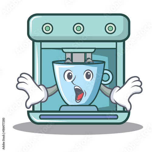 Suprised coffee maker character cartoon