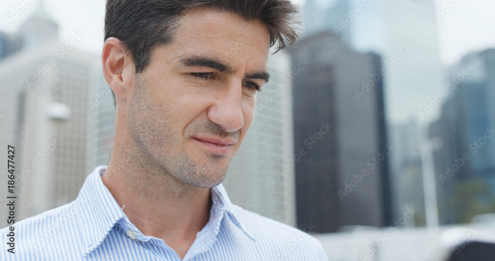 Businessman use of tablet computer at outdoor Businessman use of tablet computer at outdoor