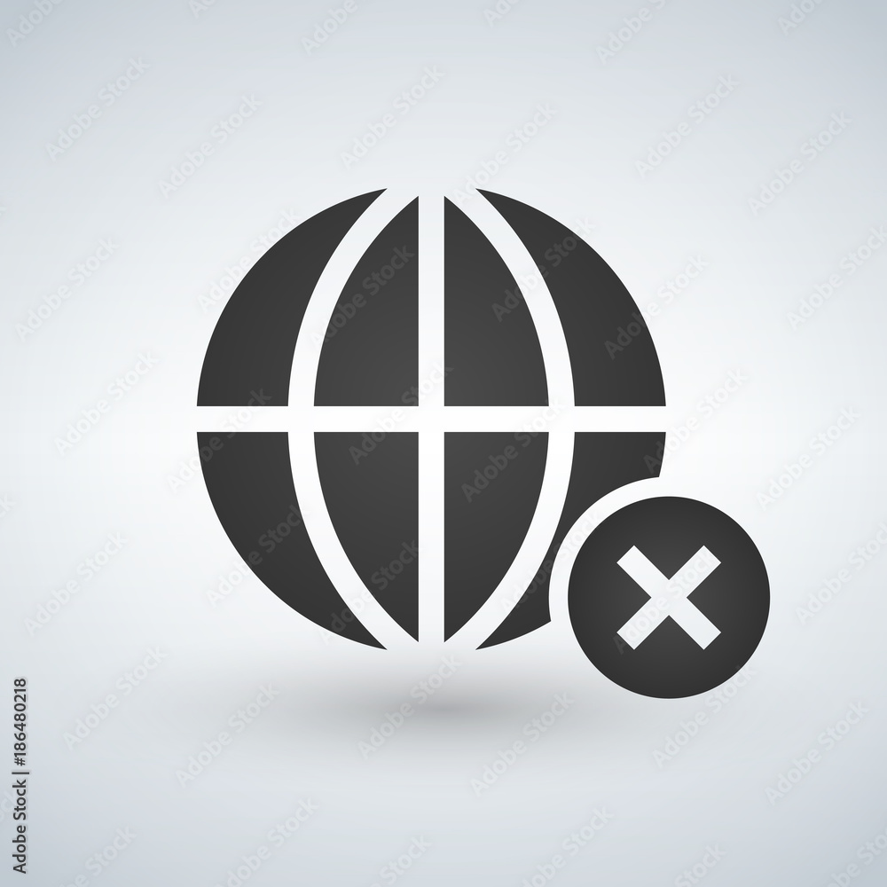 minimal globe icon with cross in circle, vector illustration minimal globe icon with cross in circle, vector illustration