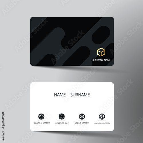 Modern business card template design. With inspiration from the abstract. Contact card for company. Two sided black and white on the gray background. Vector illustration. 