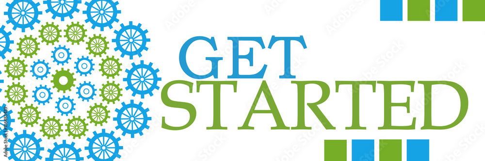 Get Started Green Blue Circular Gears Horizontal Get Started Green Blue Circular Gears Horizontal