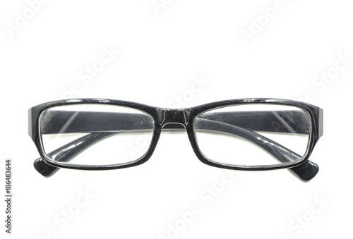  Black glasses on white background of file with Clipping Path . 