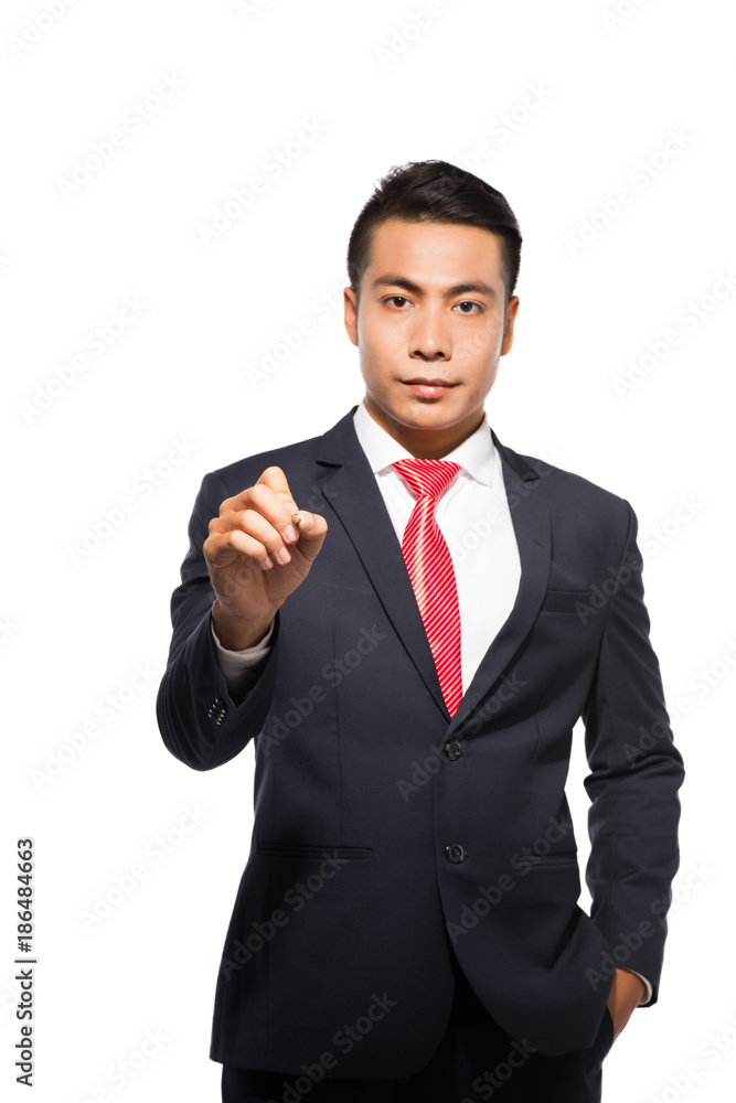 Business man writing on blank space for your text Business man writing on blank space for your text