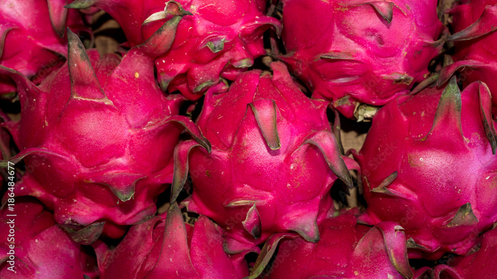 stack of red pitaya dragon fruit 