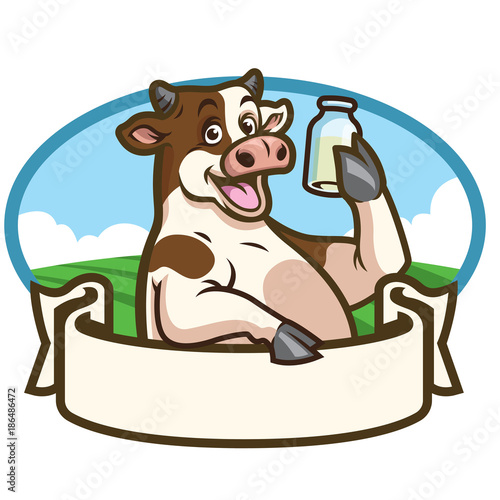 cartoon cow badge design