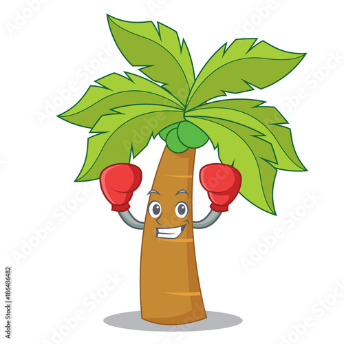 Boxing palm tree character cartoon