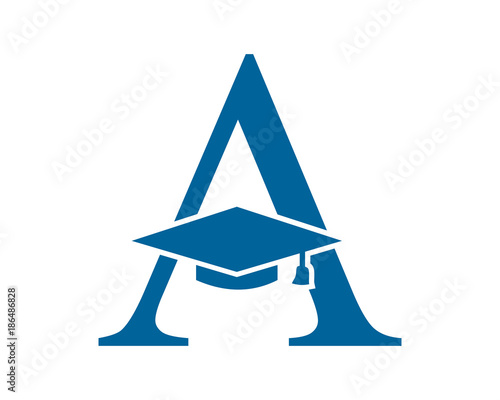 typography graduate hat square academic cap image icon logo vector