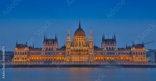 Night view on the Parliament Building in Budapest.