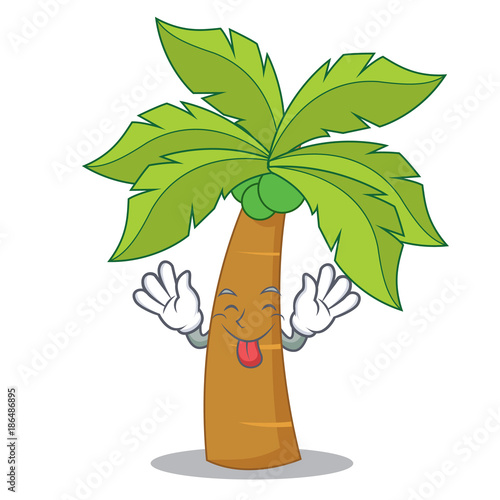 Tongue out palm tree character cartoon