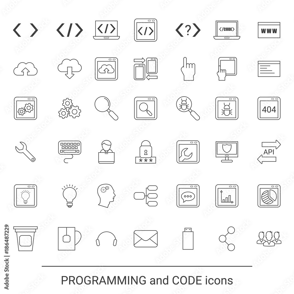 Programming icon set Programming icon set