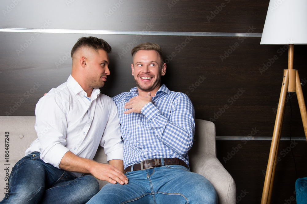 Joke. Two attractive guys on the couch. Joke. Two attractive guys on the couch.
