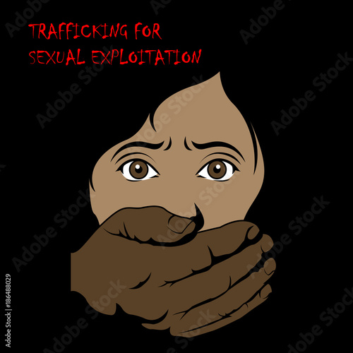 Human Trafficking Awareness Day, four type illustration of human trafficking in vector.