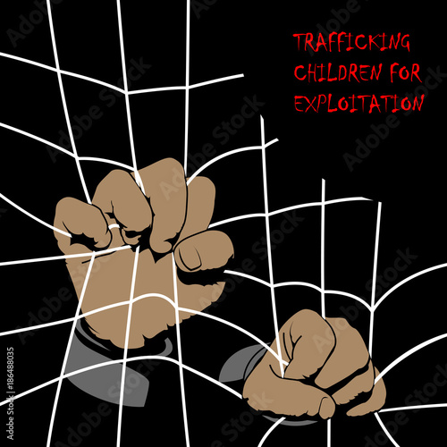 Human Trafficking Awareness Day, four type illustration of human trafficking in vector.