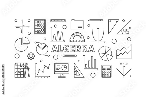 Algebra vector horizontal banner or illustration