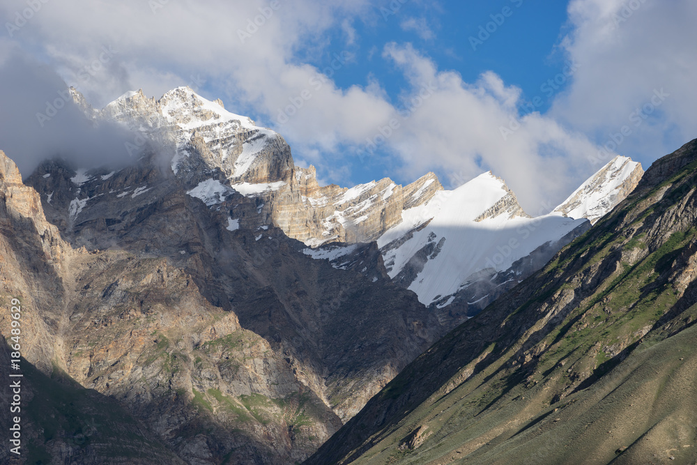 Fototapeta premium Snow mountain in Karakoram range in summer, K2 trek, Pakistan