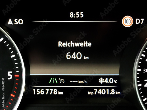 Car dashboard show the fuel