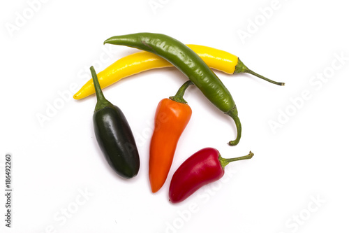 Chili peppers isolated on white background