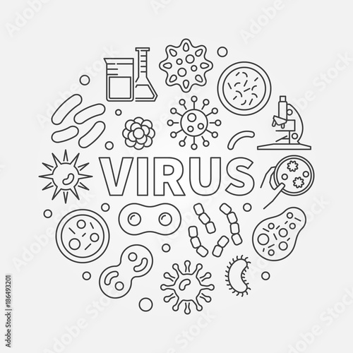 Virus round vector illustration made with viruses line icons