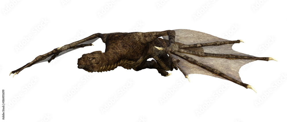 Fototapeta premium 3D Rendering Fantasy Dragon on White