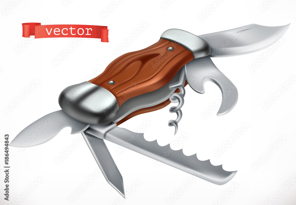 Multifunctional pocketknife. 3d vector icon Multifunctional pocketknife. 3d vector icon