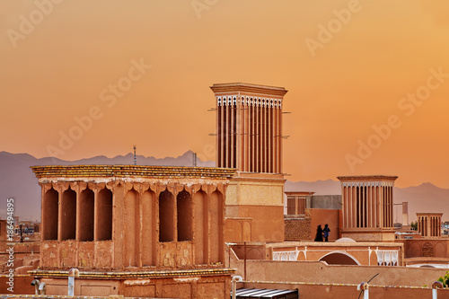 Tower Badgir used for natural ventilation of buildings, Yazd, Iran. photo