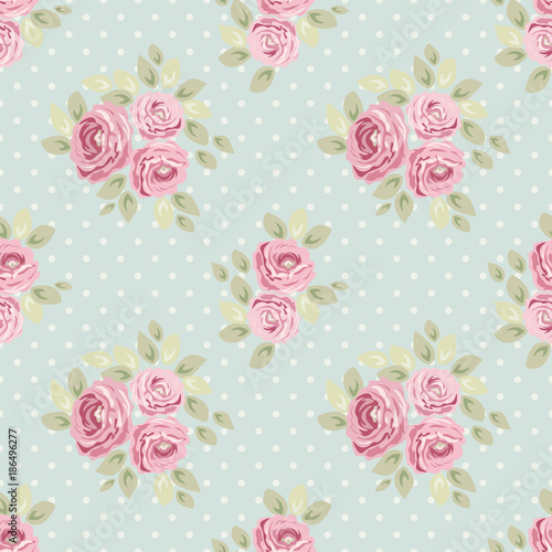 Cute vintage seamless shabby chic floral patterns for your decoration photo