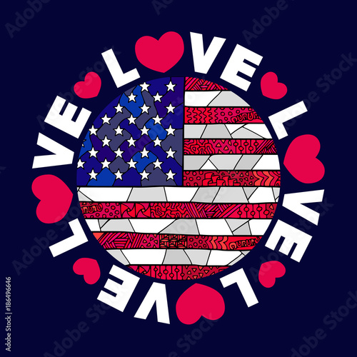 UNITED STATES FLAG ZENTANGLE LOVE USA 3