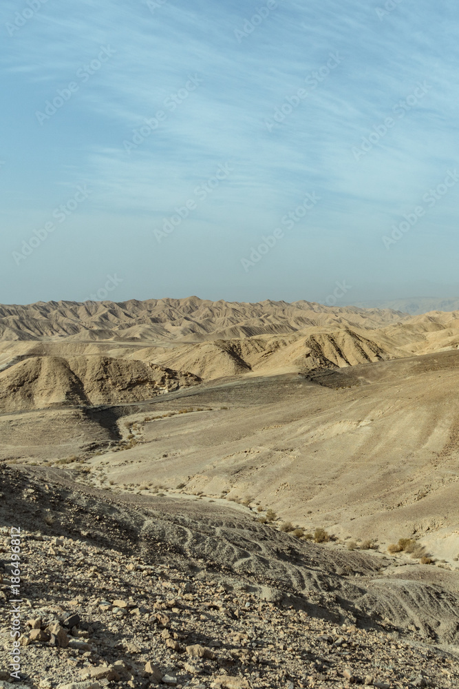 View on desert land near dead sea in Israel