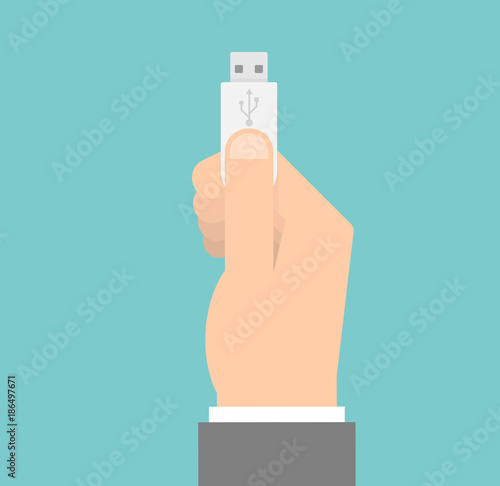 Hand holding usb flash drive