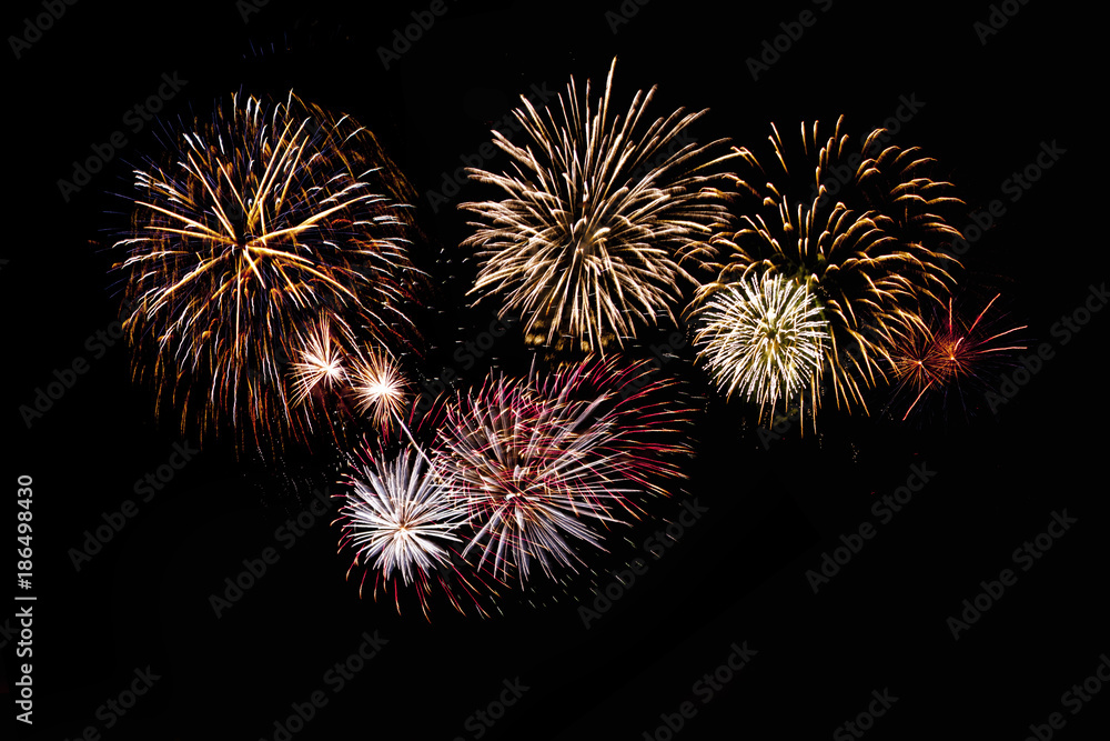 beautiful fireworks display on black background beautiful fireworks display on black background