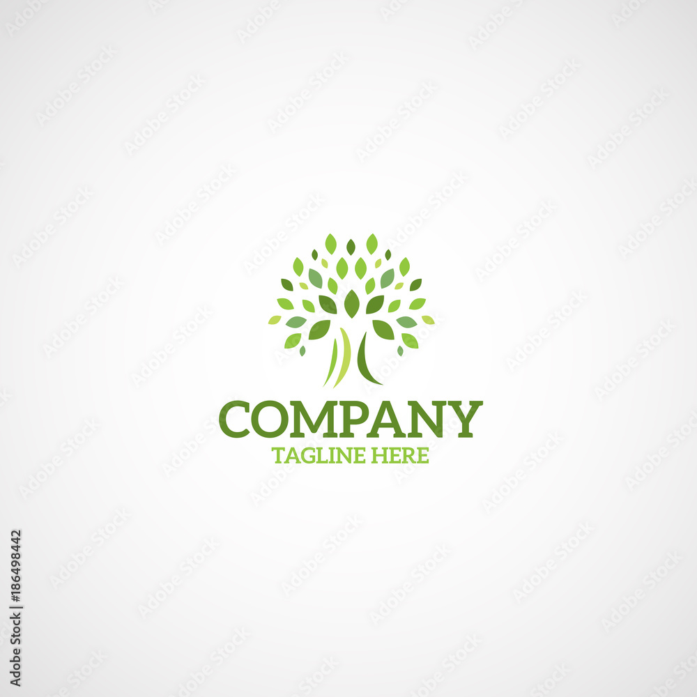 Vector tree with green leaves logo. Vector tree with green leaves logo.