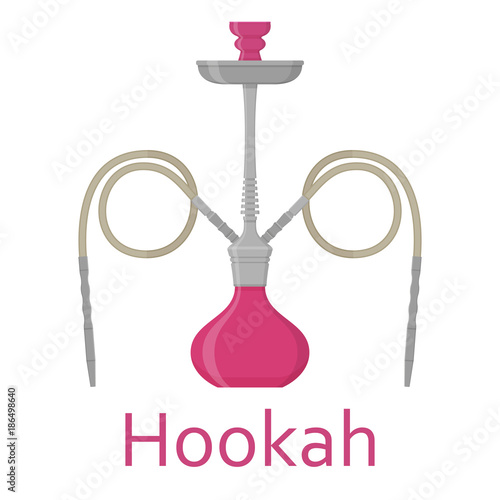 Hookah flat with pipe for smoking tobacco and shisha. Isolated on white background. Vector illustration