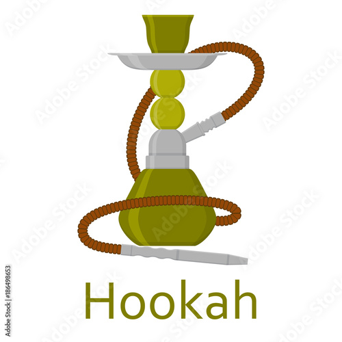 Hookah flat with pipe for smoking tobacco and shisha. Isolated on white background. Vector illustration