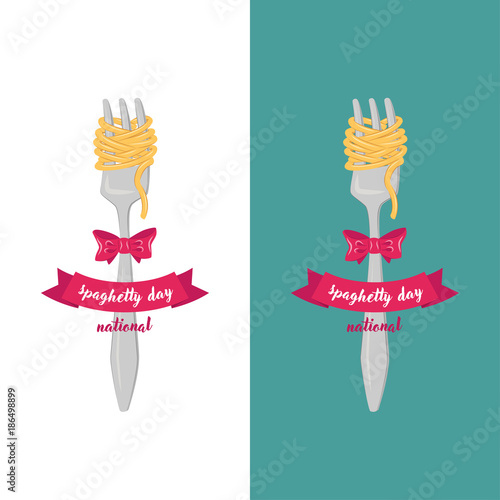 spaghetti with fork with bow